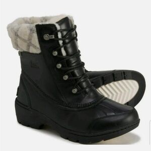 Sorel Whistler Mid Black Leather Waterproof Winter Boots